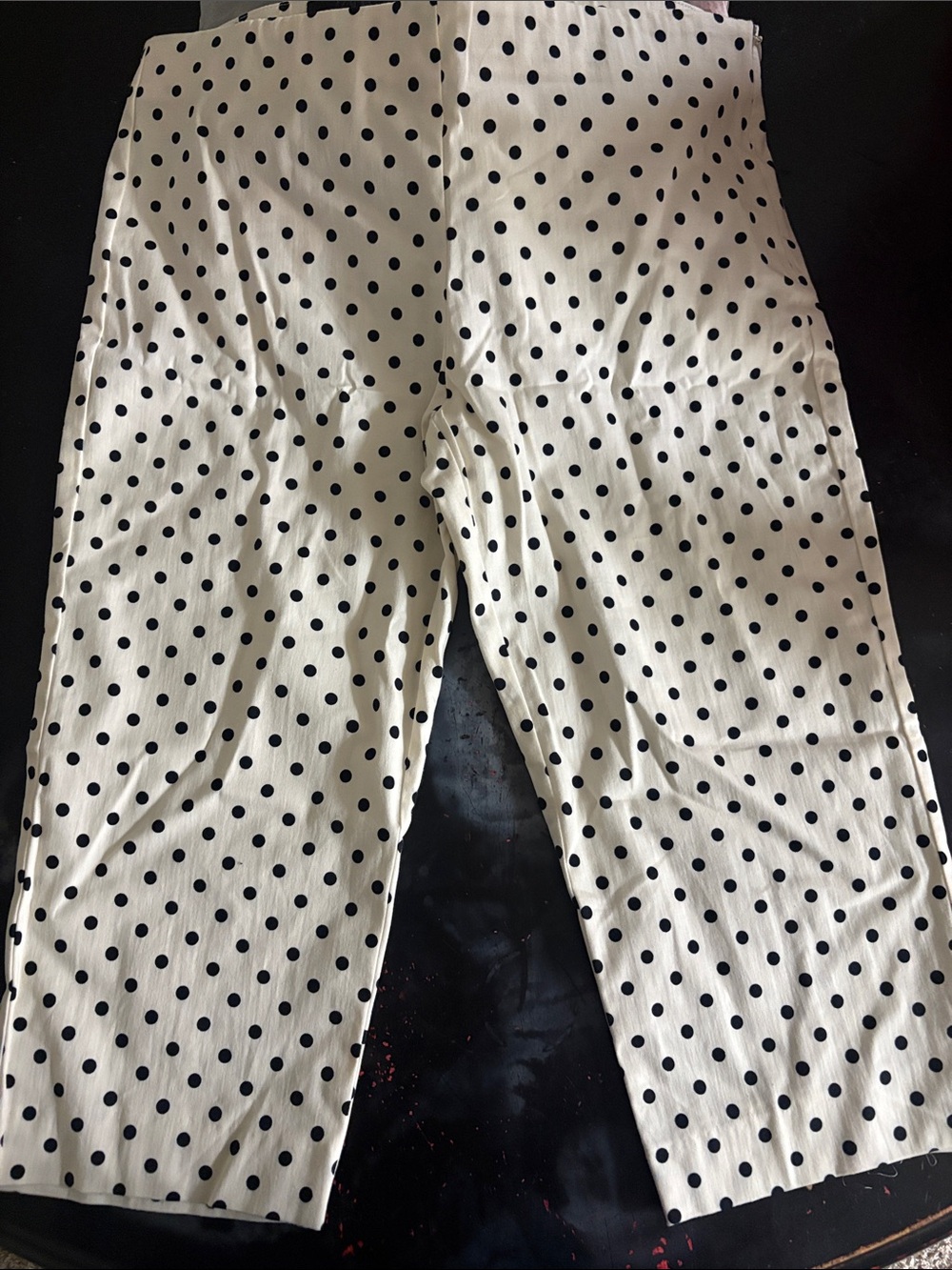 Zara Cream Pants with Black Polka Dots